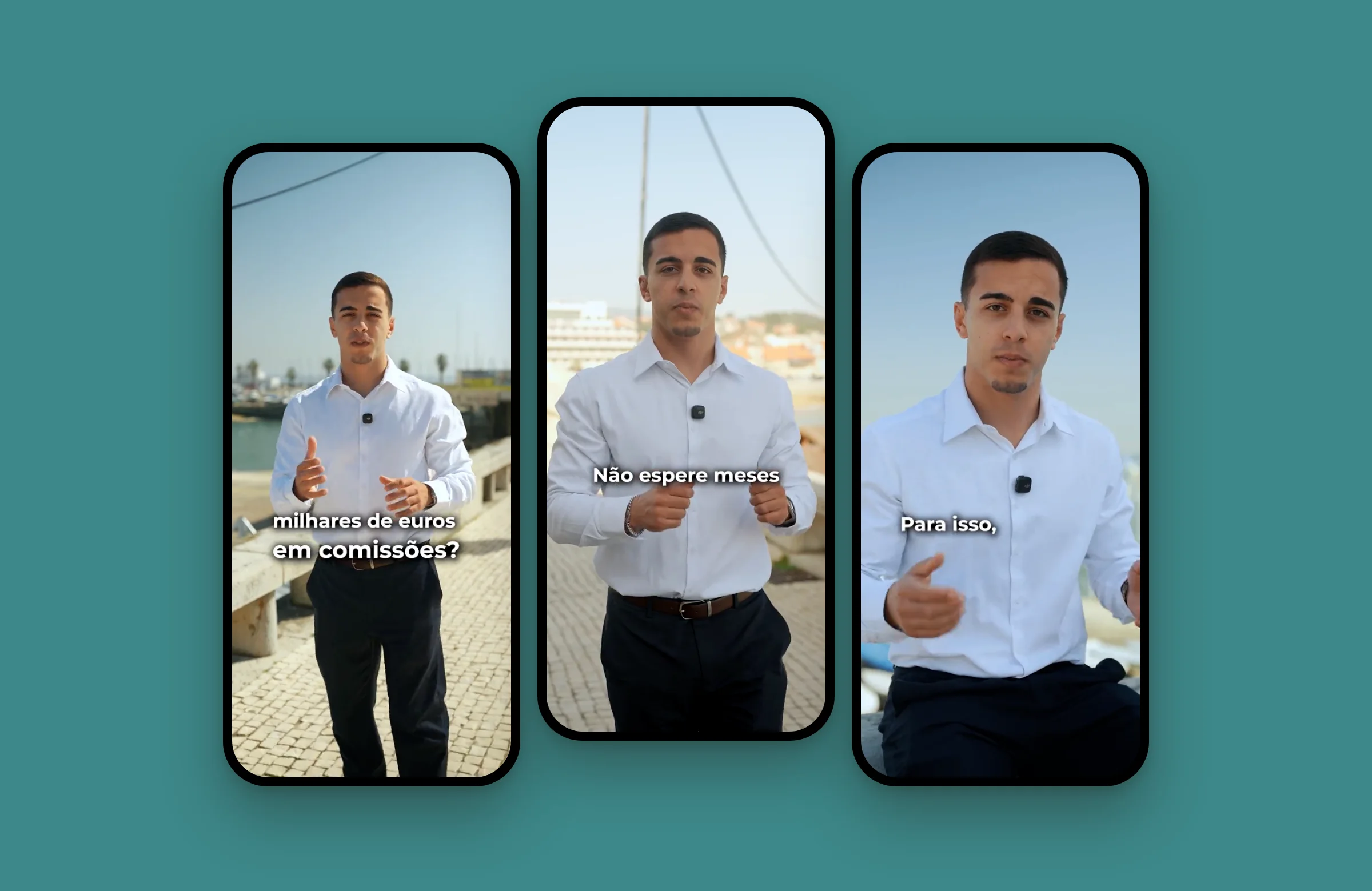 HomeValue founder's subtitled vertical video, filmed by the sea, on three phones