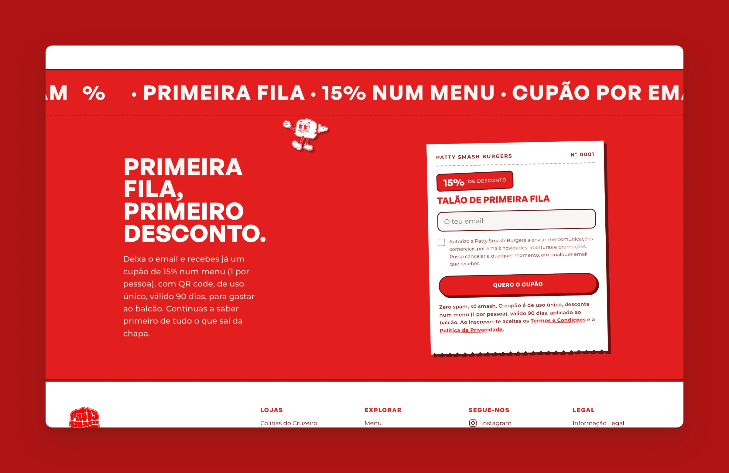 Patty newsletter as a front-row ticket that sends a 15% QR coupon