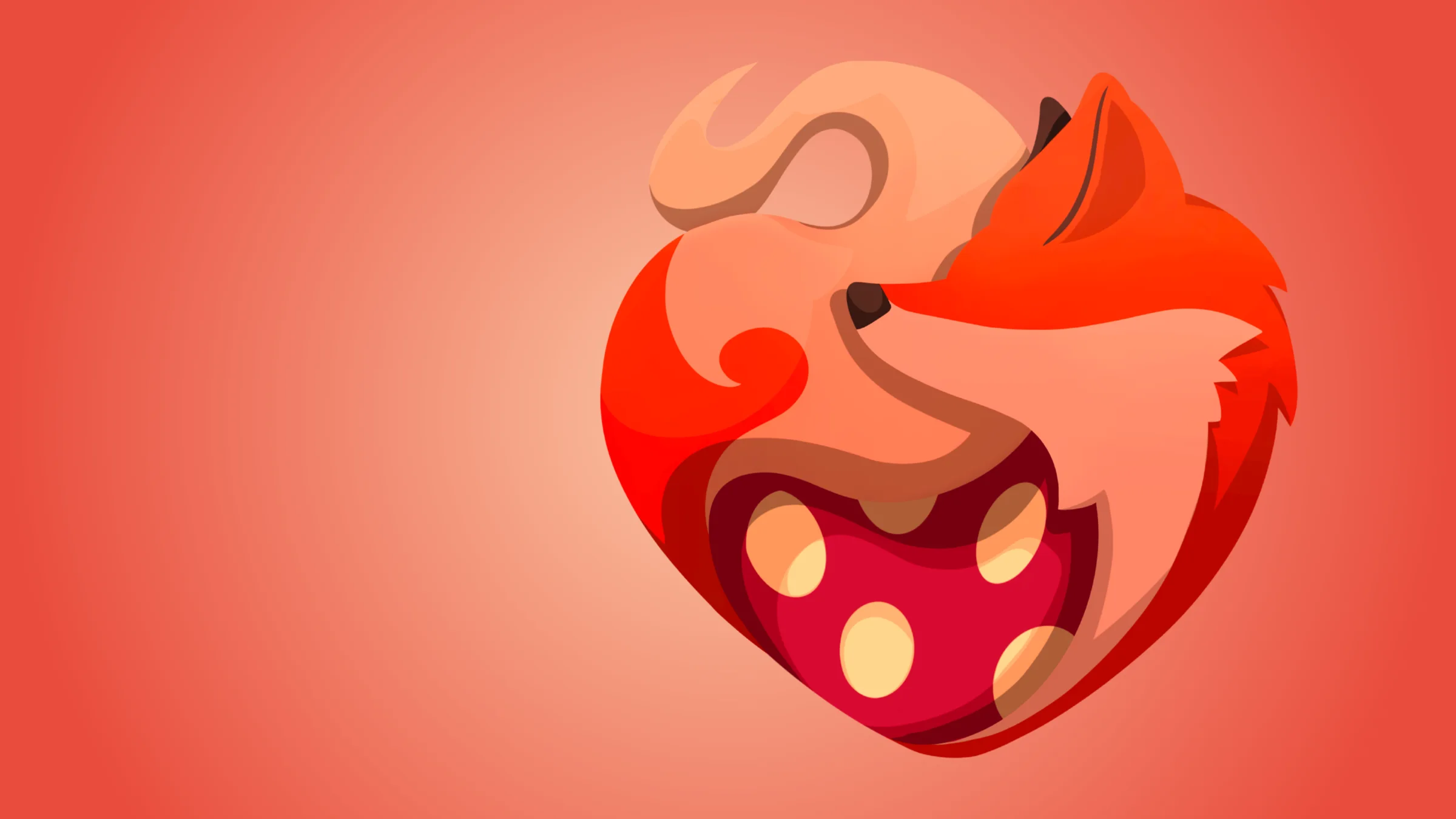 The Strawberry Fox mascot, a fox curled into a strawberry heart